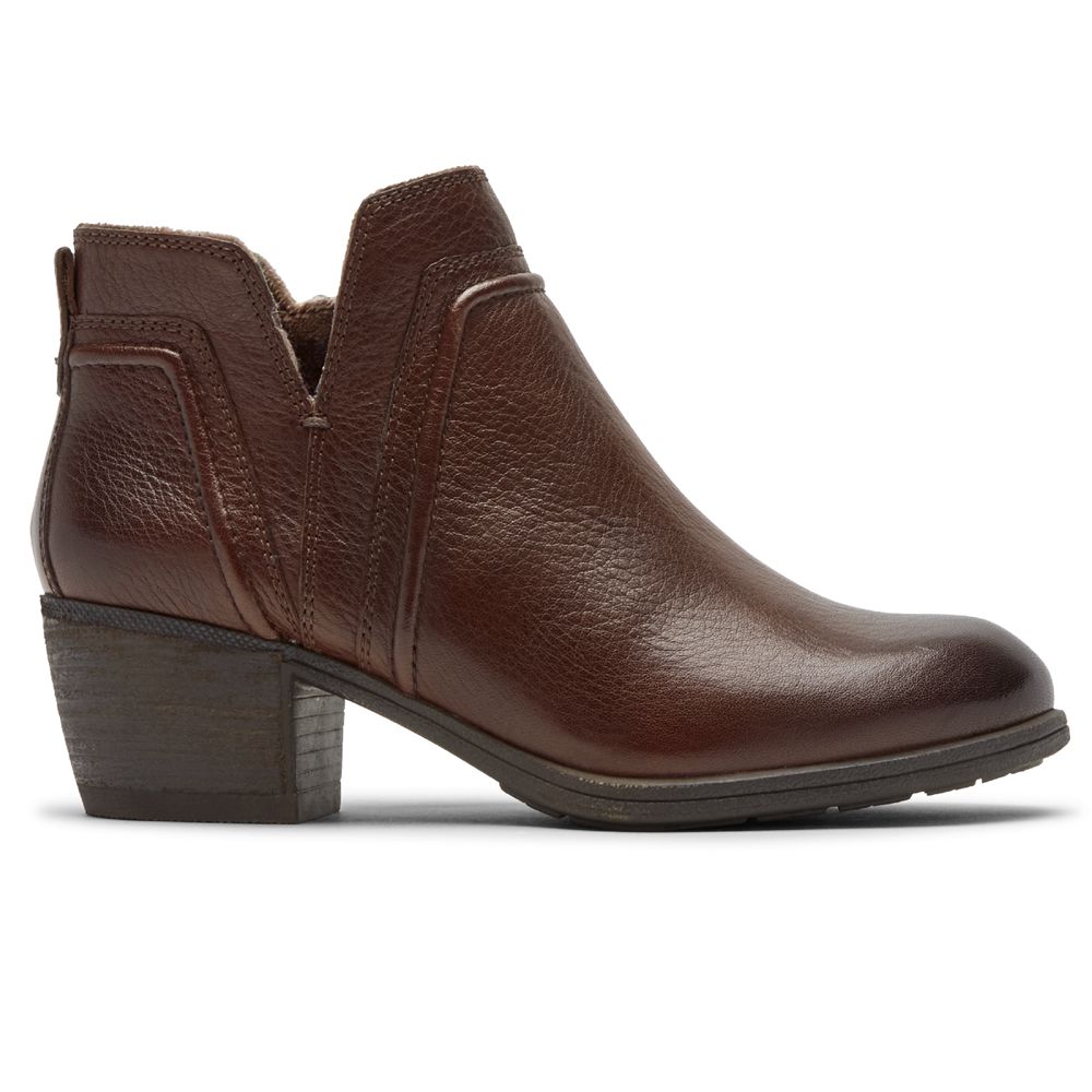 Rockport Women's Cobb Hill Anisa V-Cut Booties - Brown - USA (2465JGVCZ)